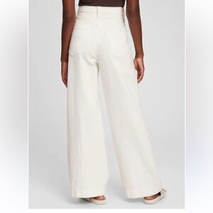 Gap Pleated High Rise Wide Leg Off-white Denim Trouser NWT